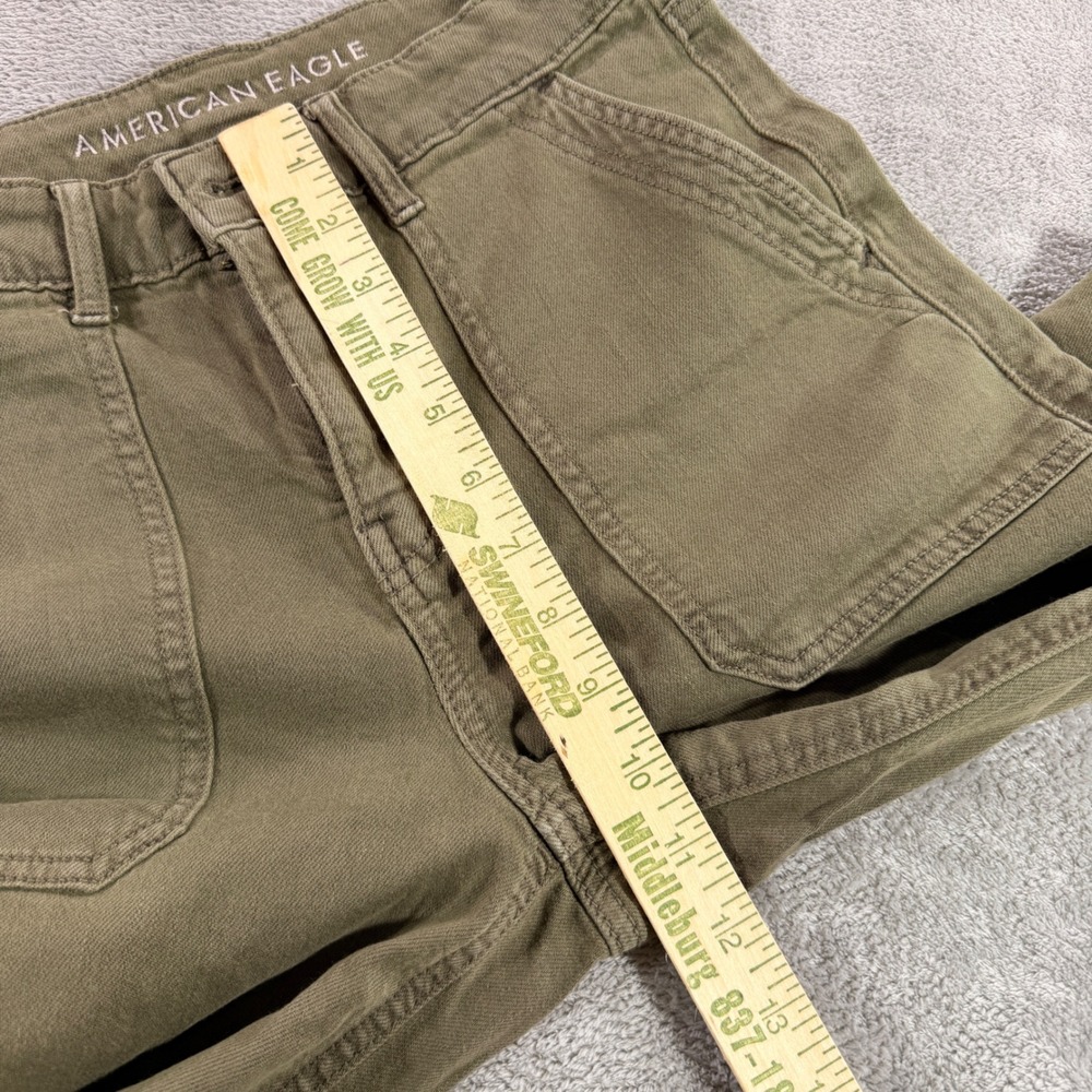 American Eagle Pants Womens 4 Green Super High-Rise Baggy Wide Leg Stretch Olive - Picture 3 of 11
